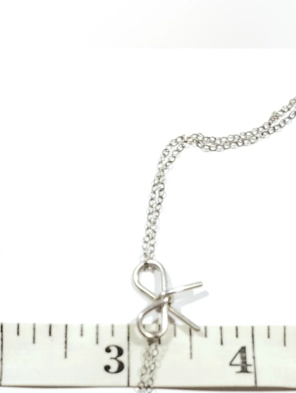 Bow Charm on double link Bracelet 925 Sterling Silver